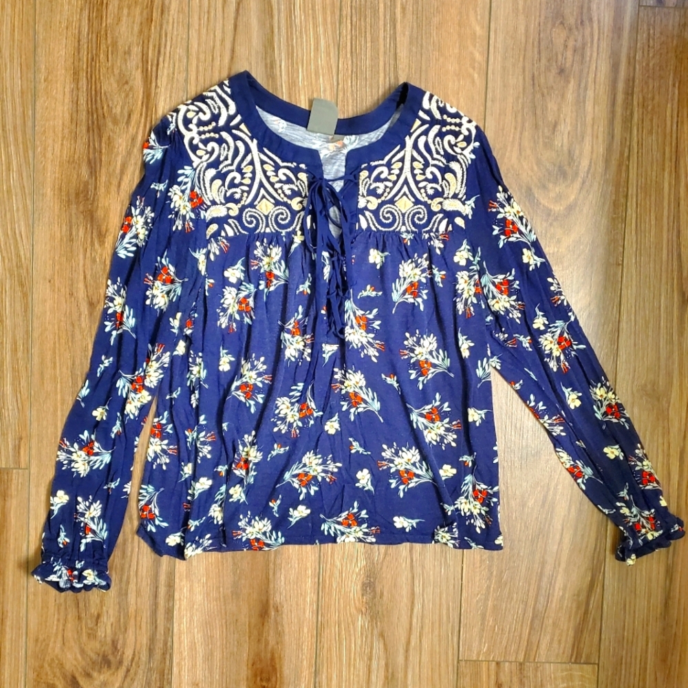 Anthropologie One September floral tie top